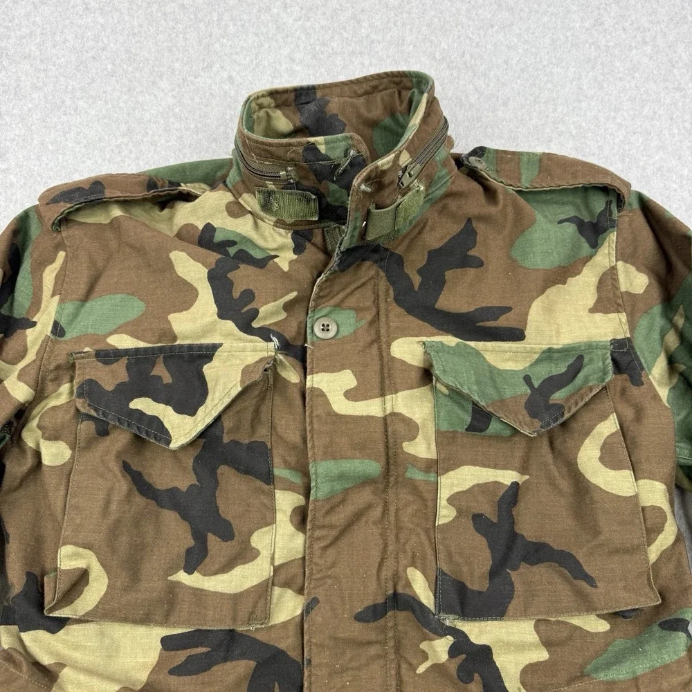 Alpha Industries Military Jacket Mens Small Woodland Camo M65 Field US Army 80s‎
